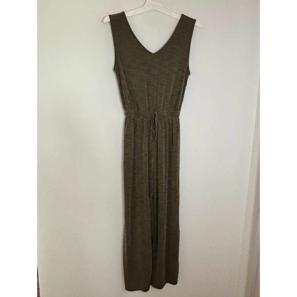Nicole Miller New York Olive Green Sleeveless Wide Leg Knit Jumpsuit XS